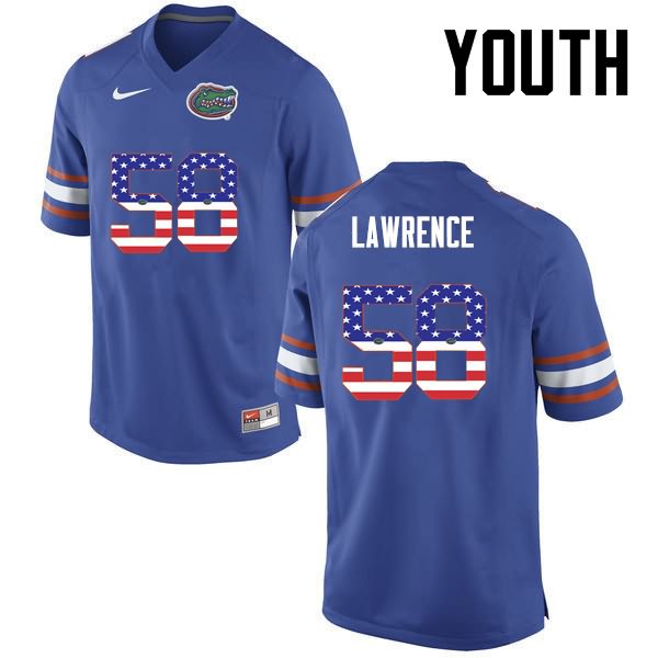 NCAA Florida Gators Jahim Lawrence Youth #58 USA Flag Fashion Nike Blue Stitched Authentic College Football Jersey AQA1564EE